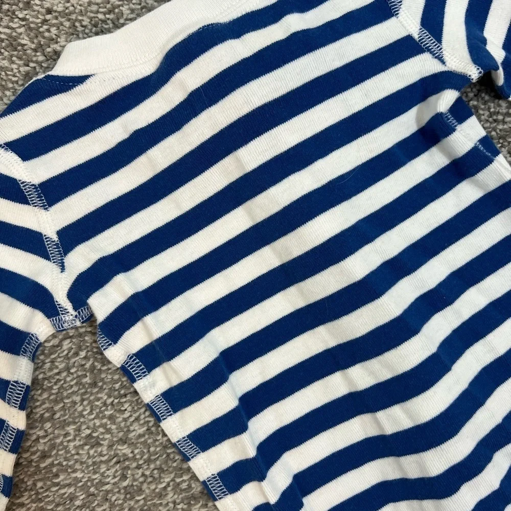 Hanna Andersson Blue and White Striped Kids One Piece pajamas 6-9 months